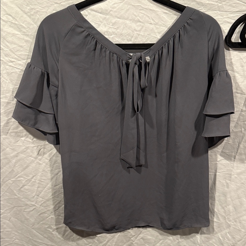 LOFT Slate Ruffle Sleeve Blouse - Picture 5 of 7
